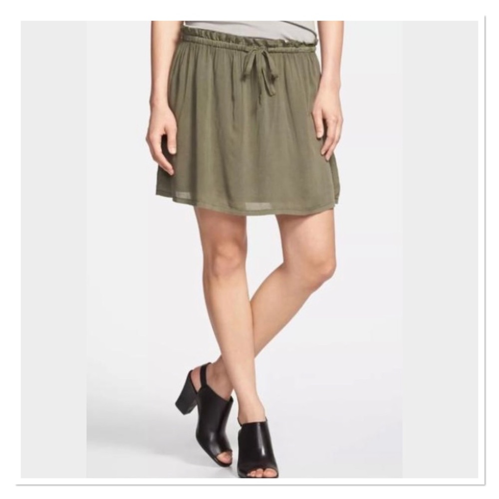 James Perse Green Drawstring Viscose Skirt